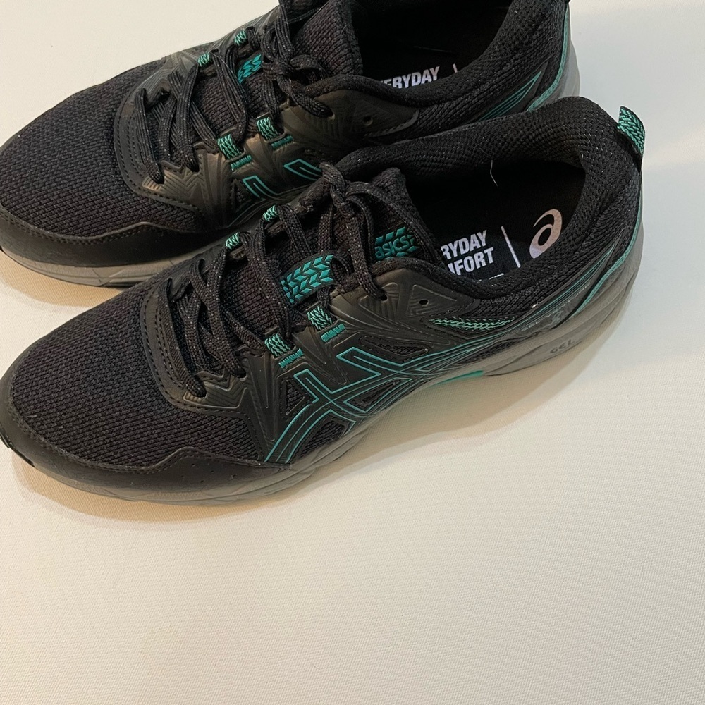 Asics Black and Teal Athletic Shoes Size 9 SB-6
